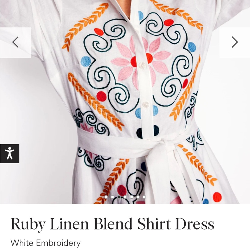 Boden dress NWT Ruby linen blend embroidered dress US 10 stunning current D1273 - Picture 8 of 12